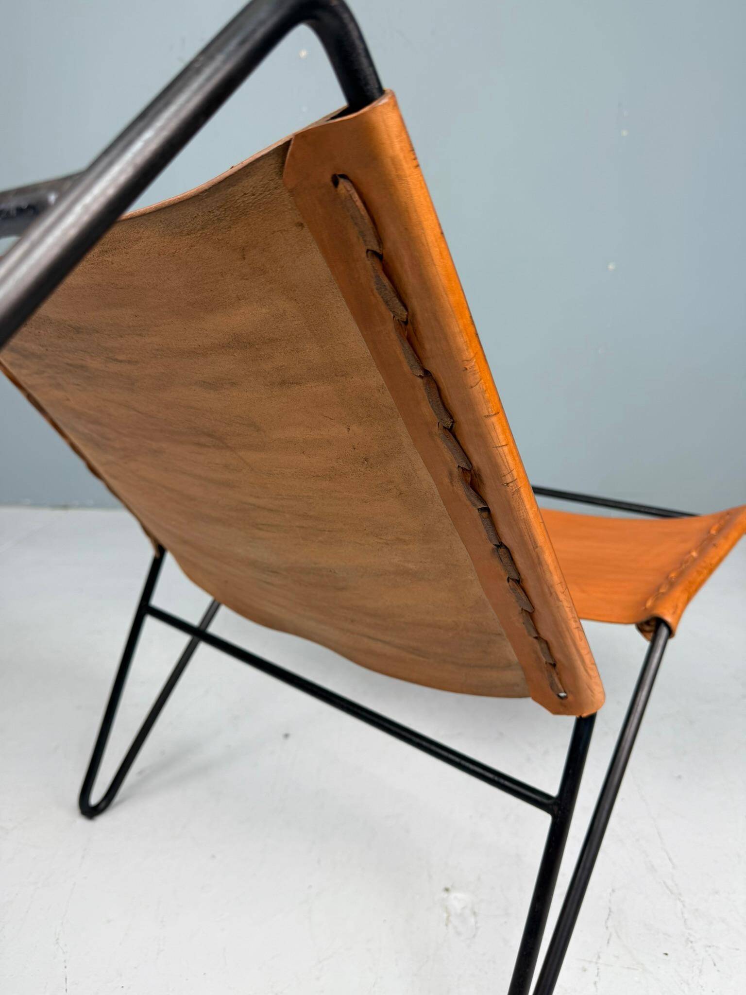 A. A. Dolleman Lounge Chair by Metz & Co, Mid-Century Leather & Metal