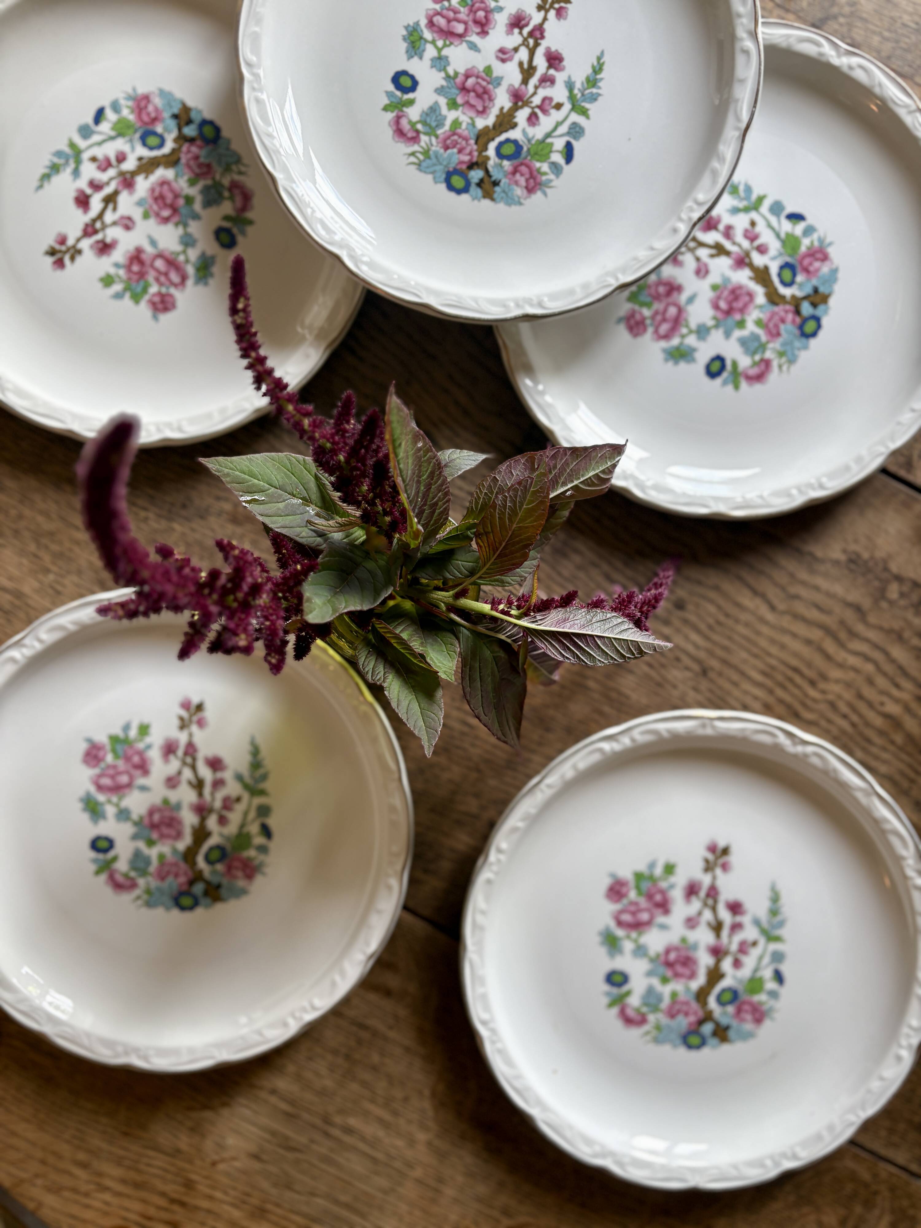 Set of 6 vintage deep plates, "Indian Tree" pattern by Digoin.