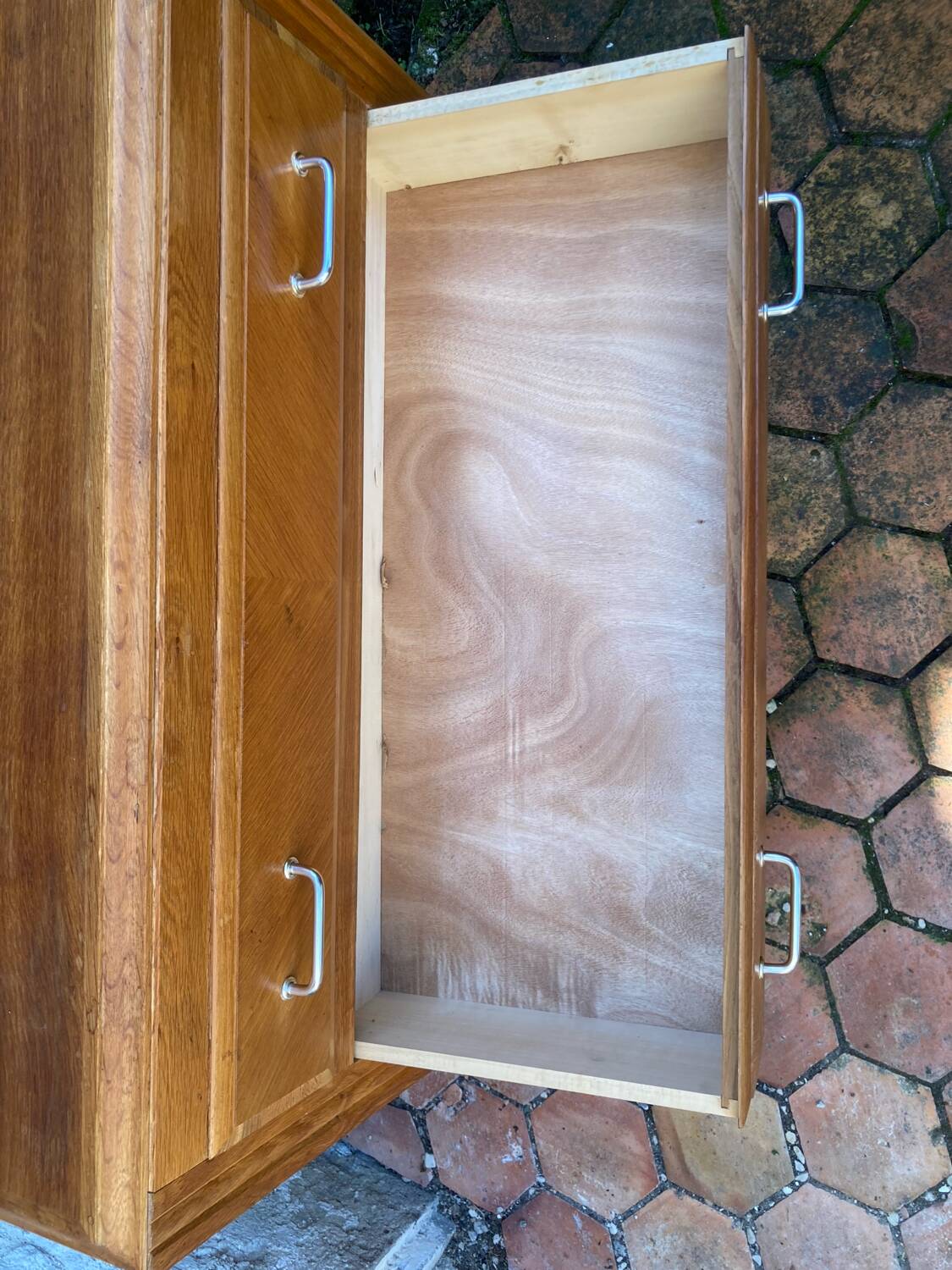 Vintage chest of drawers with compass feet