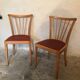 Pair of vintage bistro chairs 1960's blond wood and skaï