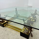 Old brass and gilded bronze table horses design from the 70s vintage Horses