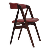 Chaise danoise des années 1960 par Farstrup, état d'origine, bois de teck massif, cuir.