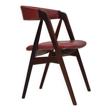 1960s, Danish chair by Farstrup, original condition, solid teak wood, leather.