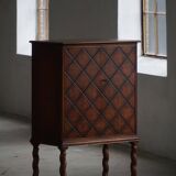 Swedish Grace, Geometric Oak Armoire, Thysells Furniture, Art Deco, 1940s