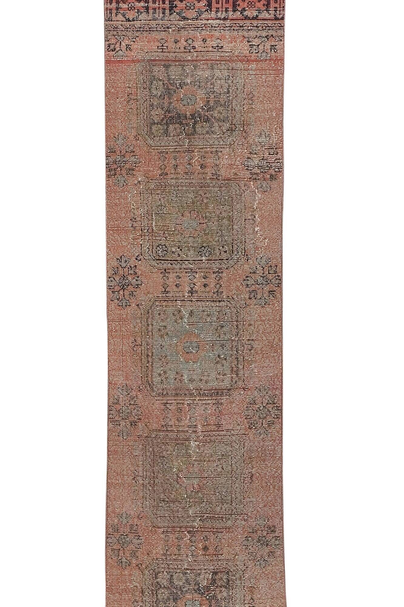 Vintage Turkish hallway rug 85x683 cm
