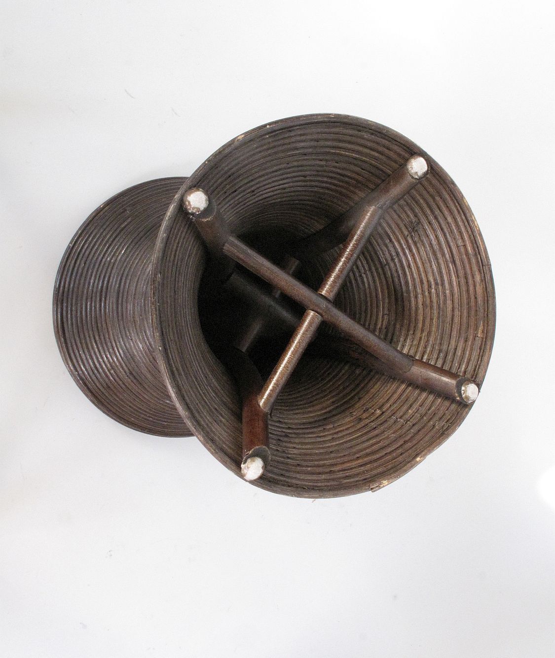 Two Vintage TomTom Stools in Rattan
