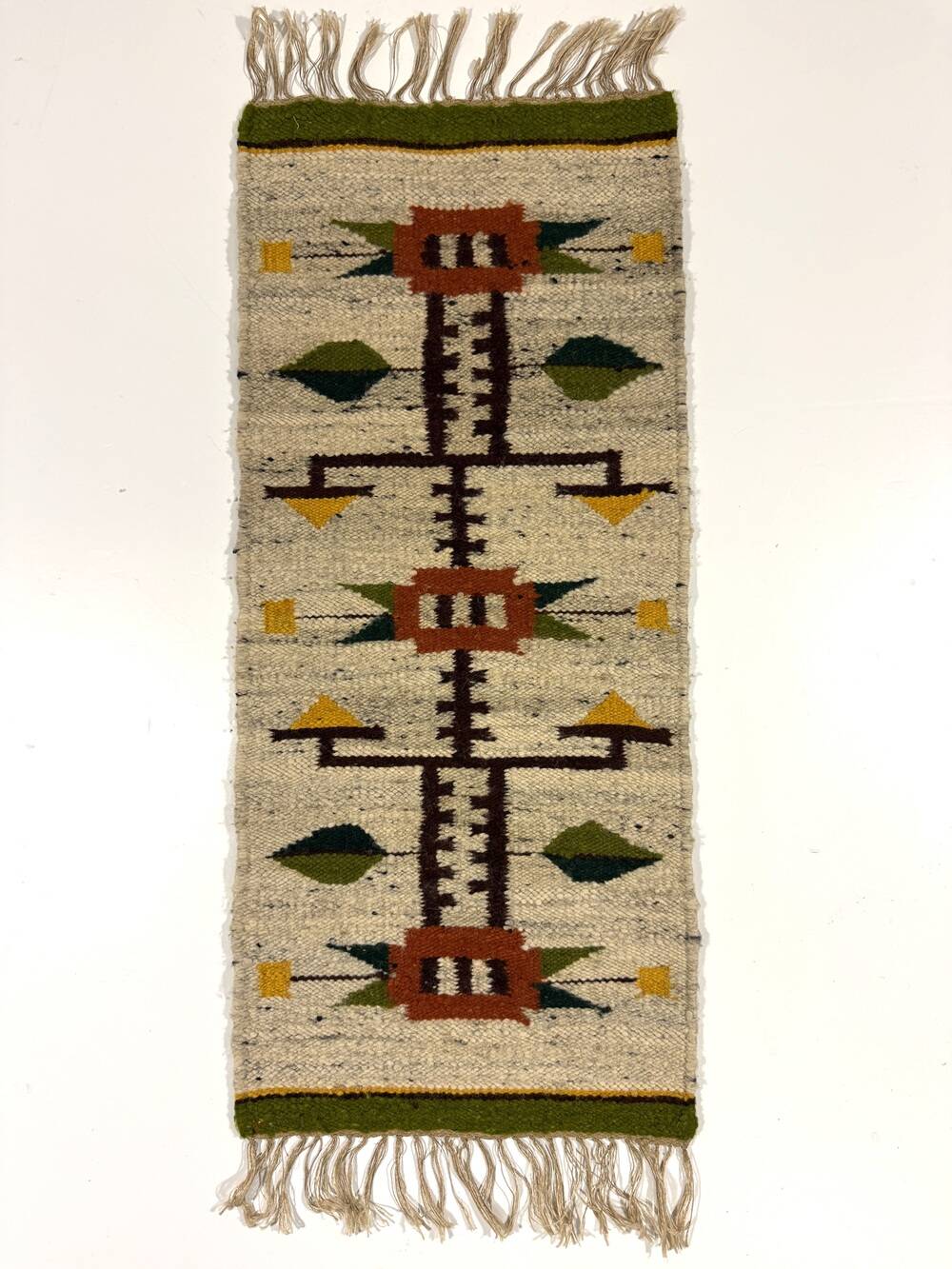 Woolen kelim wall hanging table runner Poland 1970’s