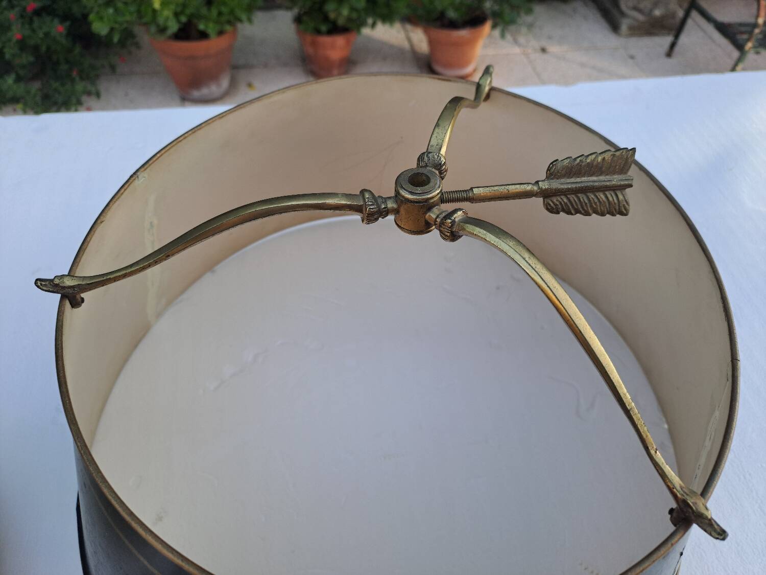 Empire style bouillotte lamp in bronze and sheet metal