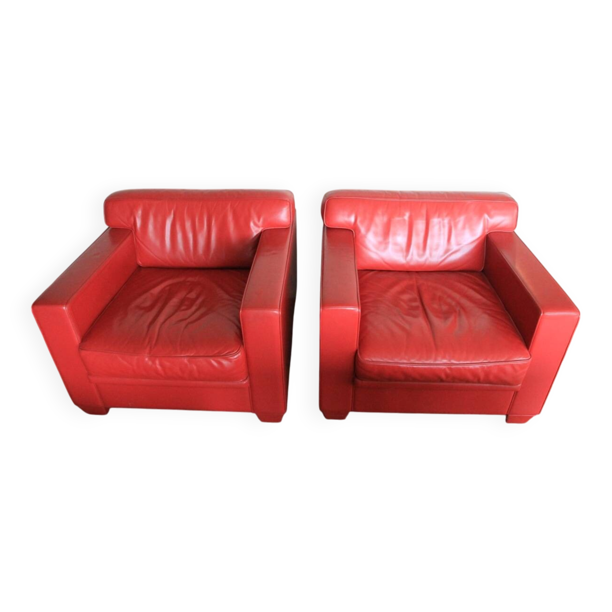 Paire de fauteuils en cuir réédition Jean Michel Franck