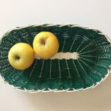 60's white and green scoubidou basket