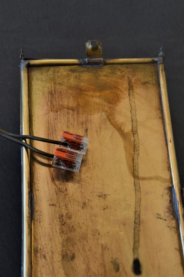 vintage mirror wall lamp, domed glass and golden brass