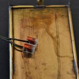 vintage mirror wall lamp, domed glass and golden brass