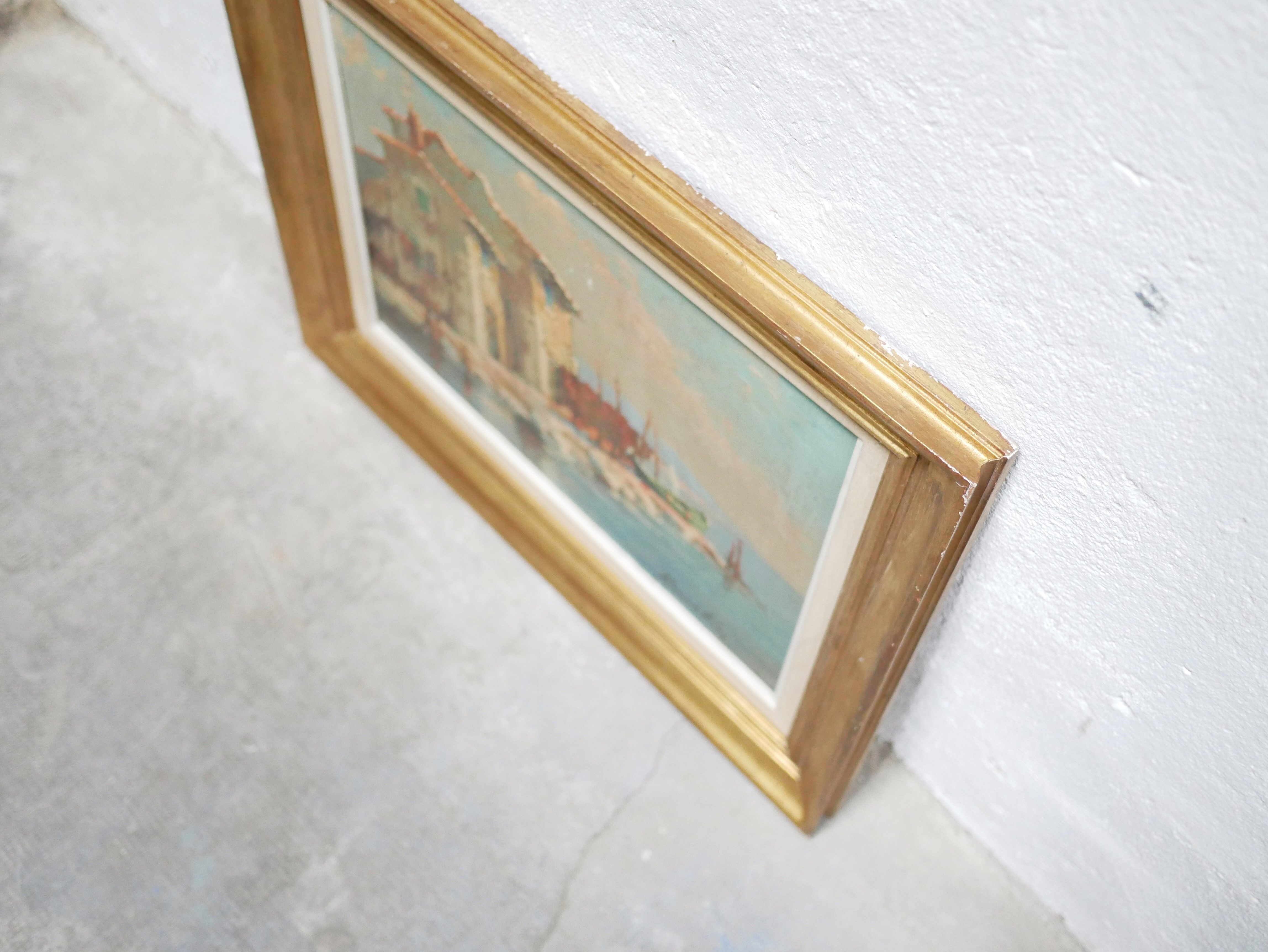 Old painting, oil on panel signed Roustin