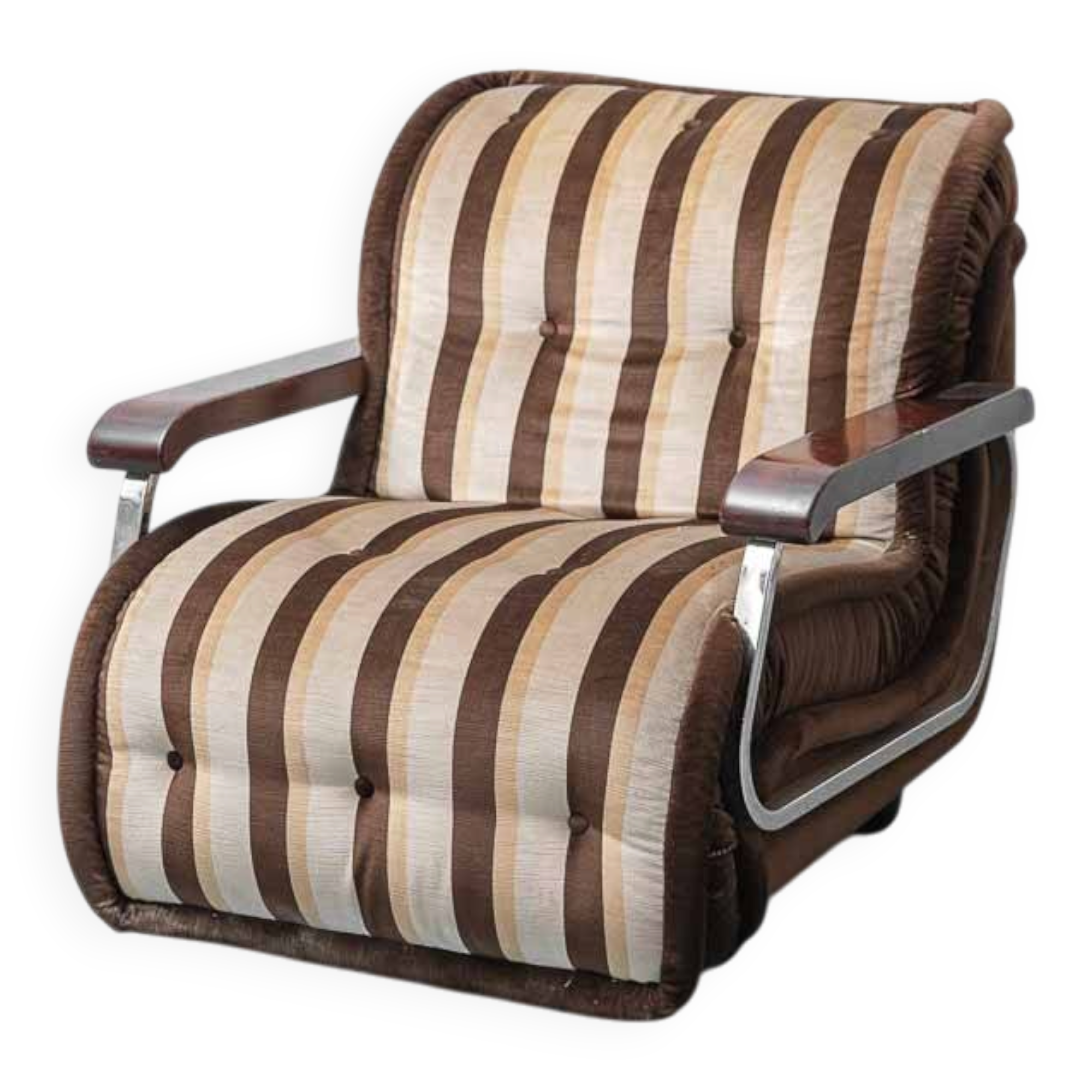 Vintage Malga model armchair in striped fabric – 1970s design