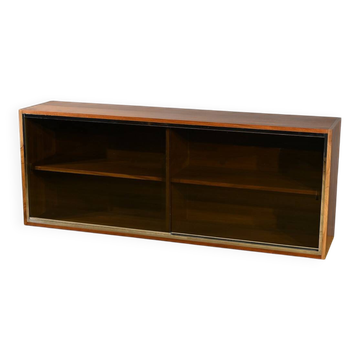Longue Bibliothèque Vitrée en Noyer, style Rozaffy – 1960
