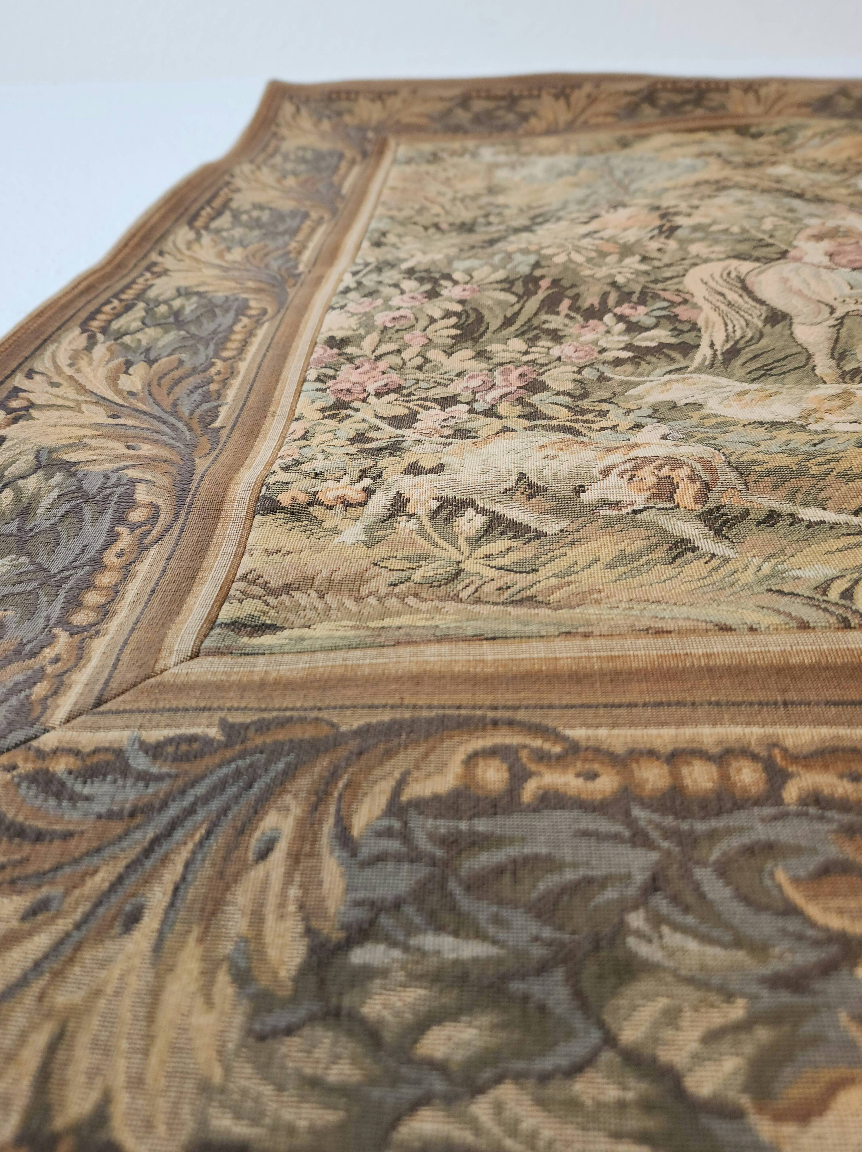 Tapestry Gobelin Hunting Landscape Rococo Jacquard Aubusson Style