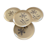 Set of 4 plates with flowery dessert