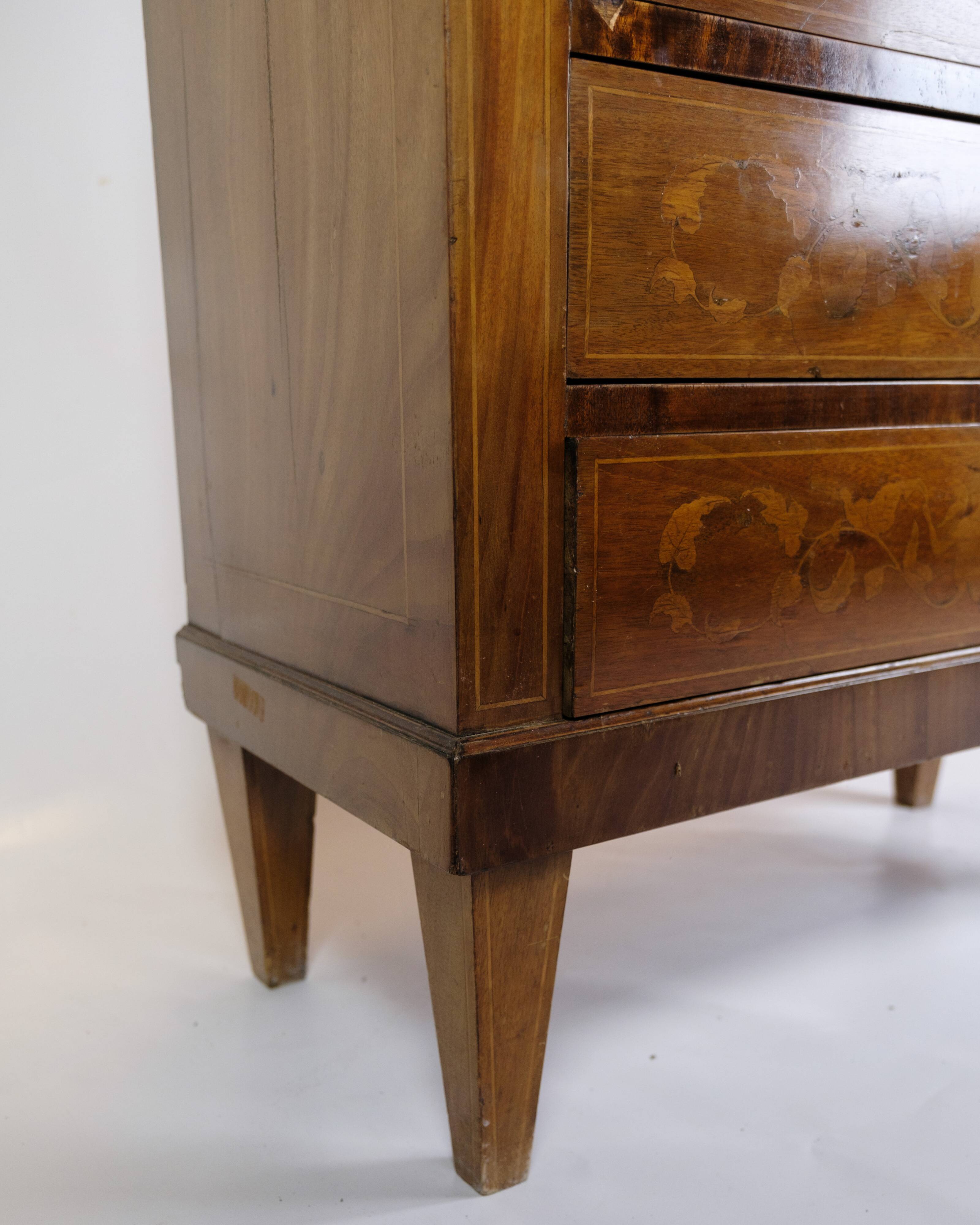 Secretary Empire Style Hand Polished Mahogany With Intarsia From 1820s