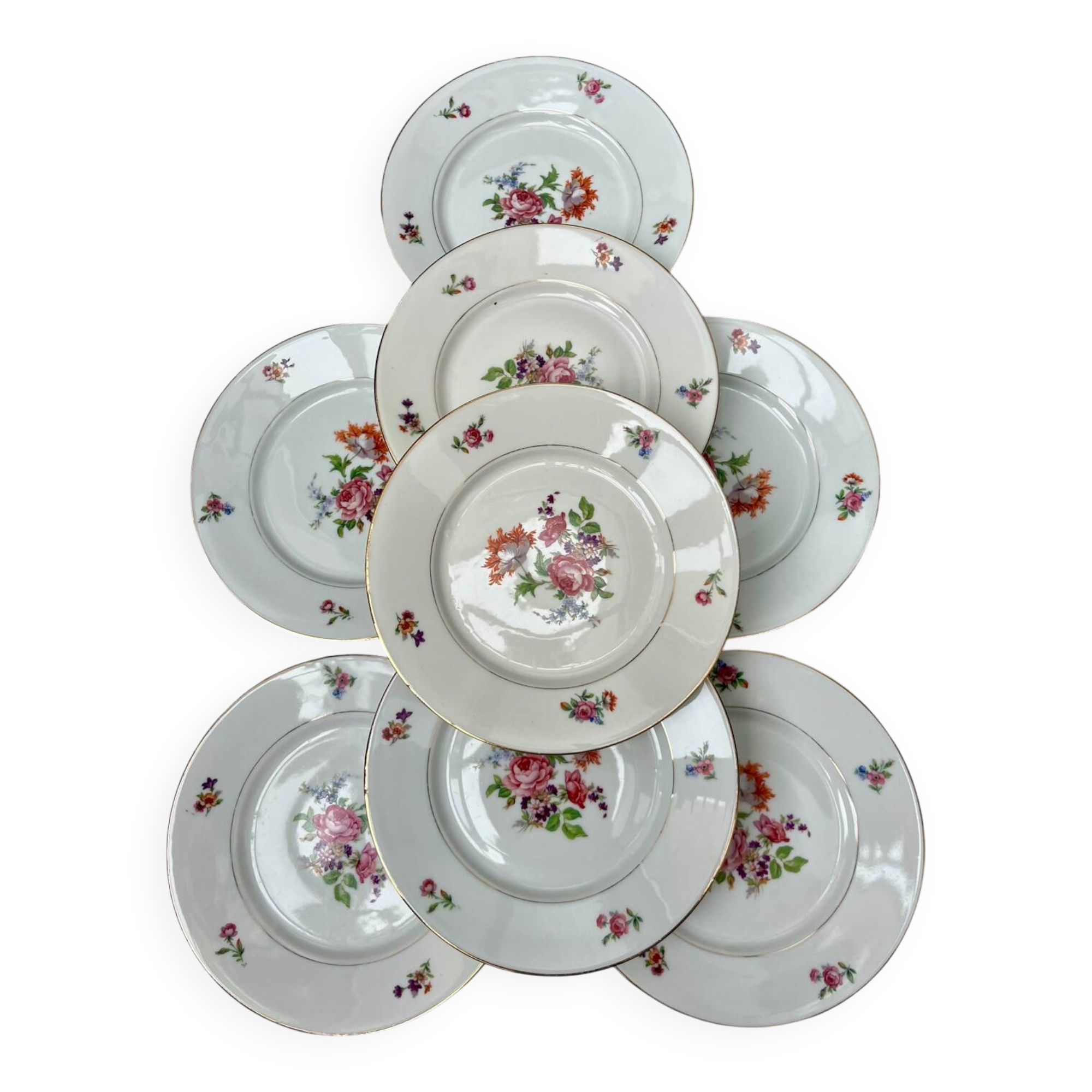 Set 8 assiettes dessert porcelaine