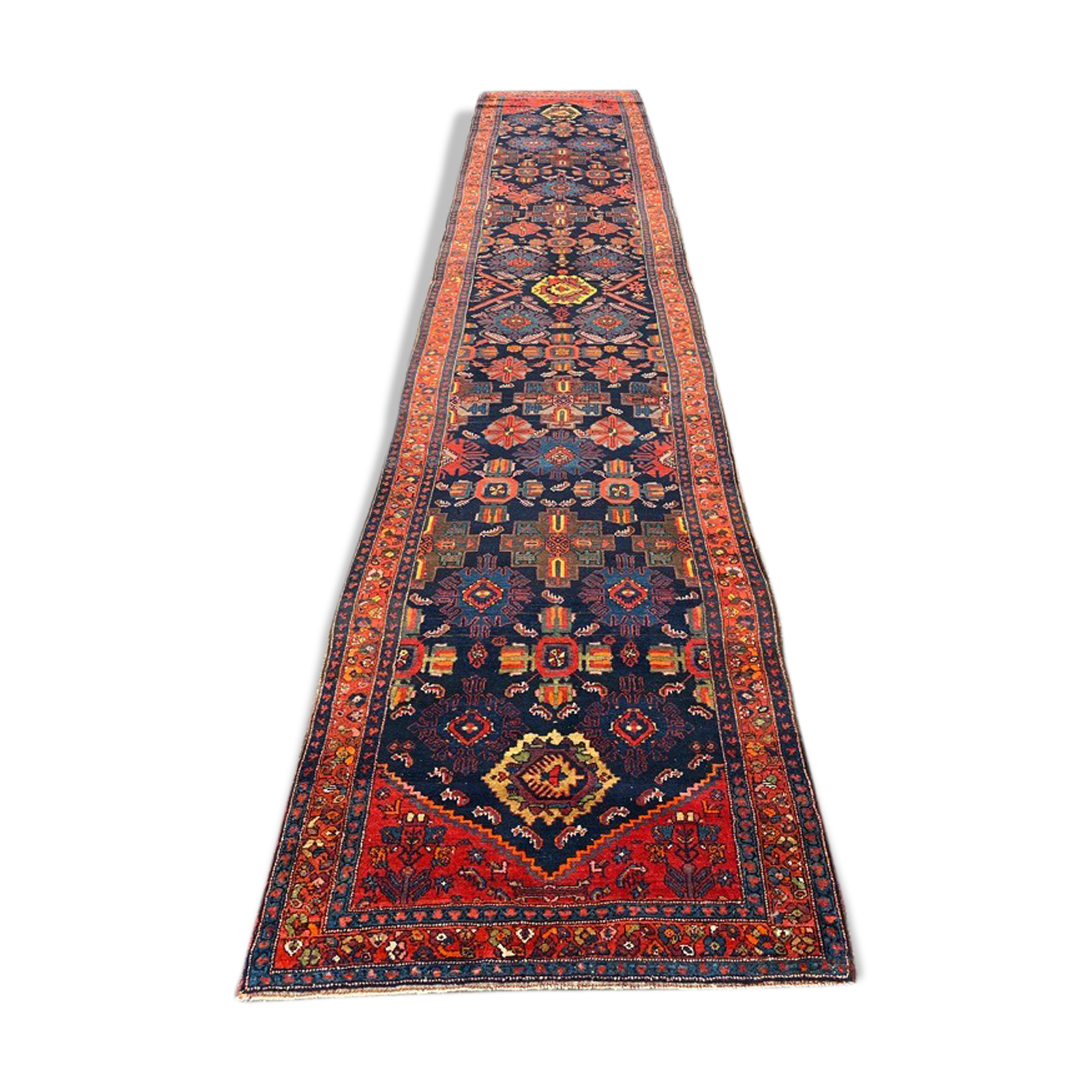 Carpet old Persian Malayer corridor 109x525 cm