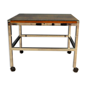 Mobile table with a rosewood top