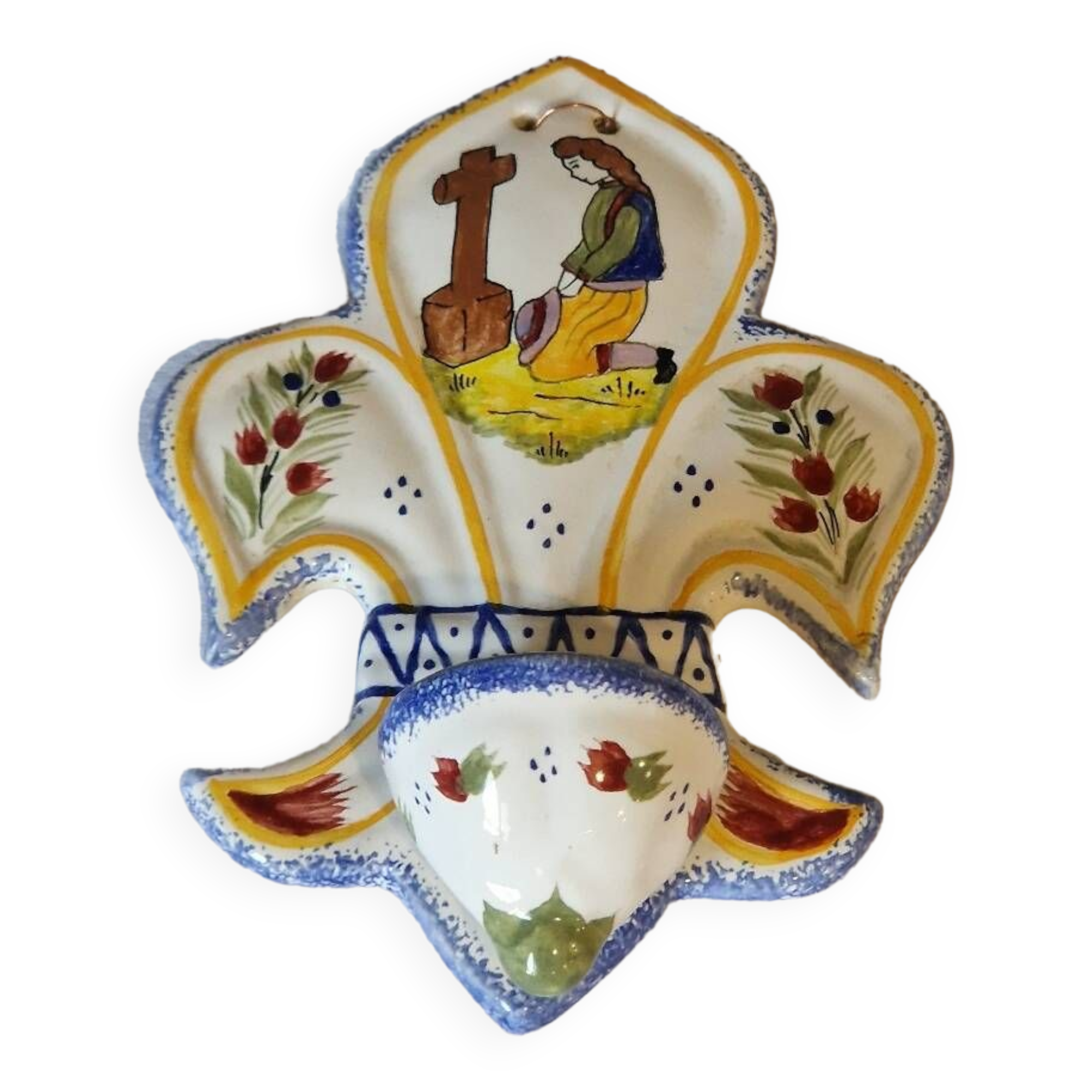 Quimper faience holy water font