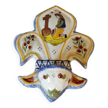 Quimper faience holy water font