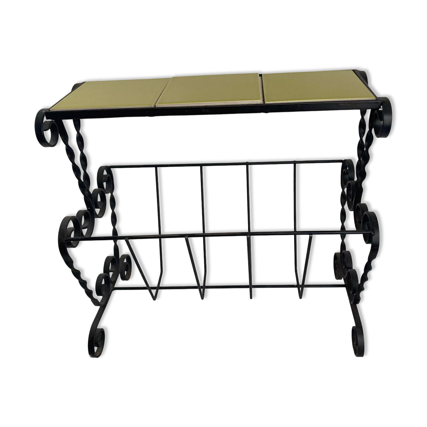 Wrought iron and ceramic magazine rack