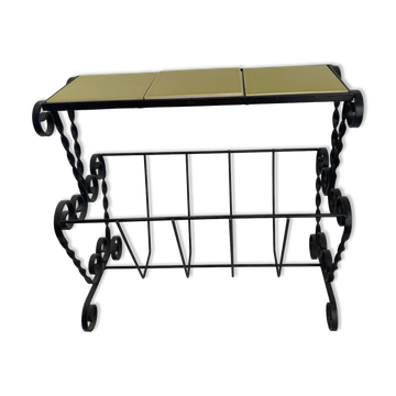 Wrought iron and ceramic magazine rack