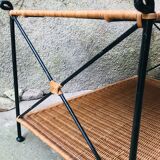 Rattan and wrought iron coffee table