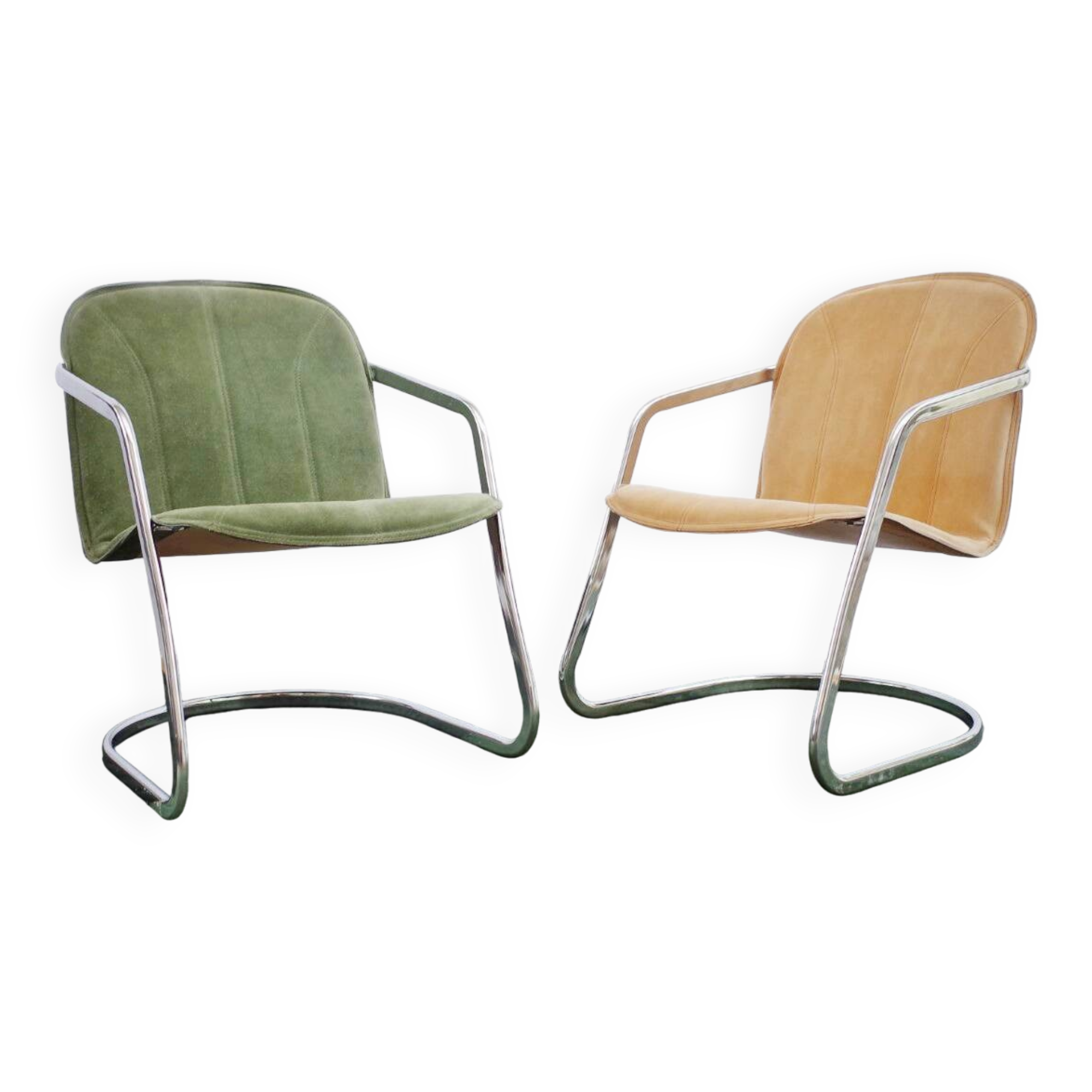 2 chaises vintage cantilever chrome