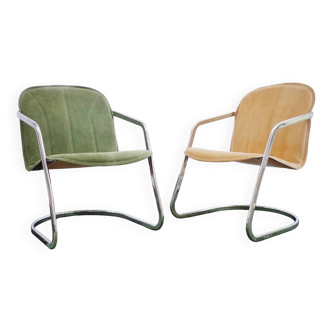 2 chaises vintage cantilever chrome
