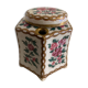 20th century polychrome porcelain inkwell floral decoration