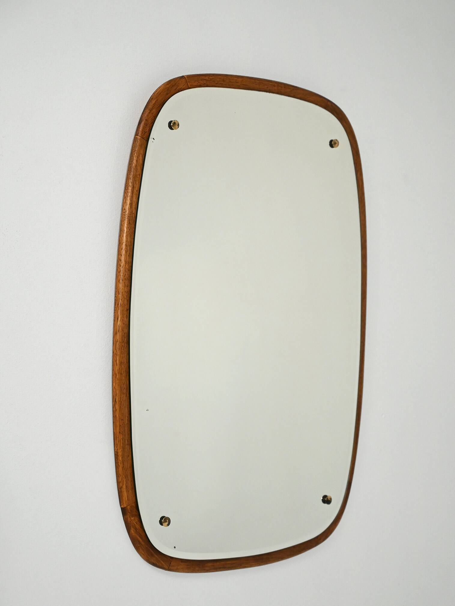 1960s Scandinavian oval mirror in oak