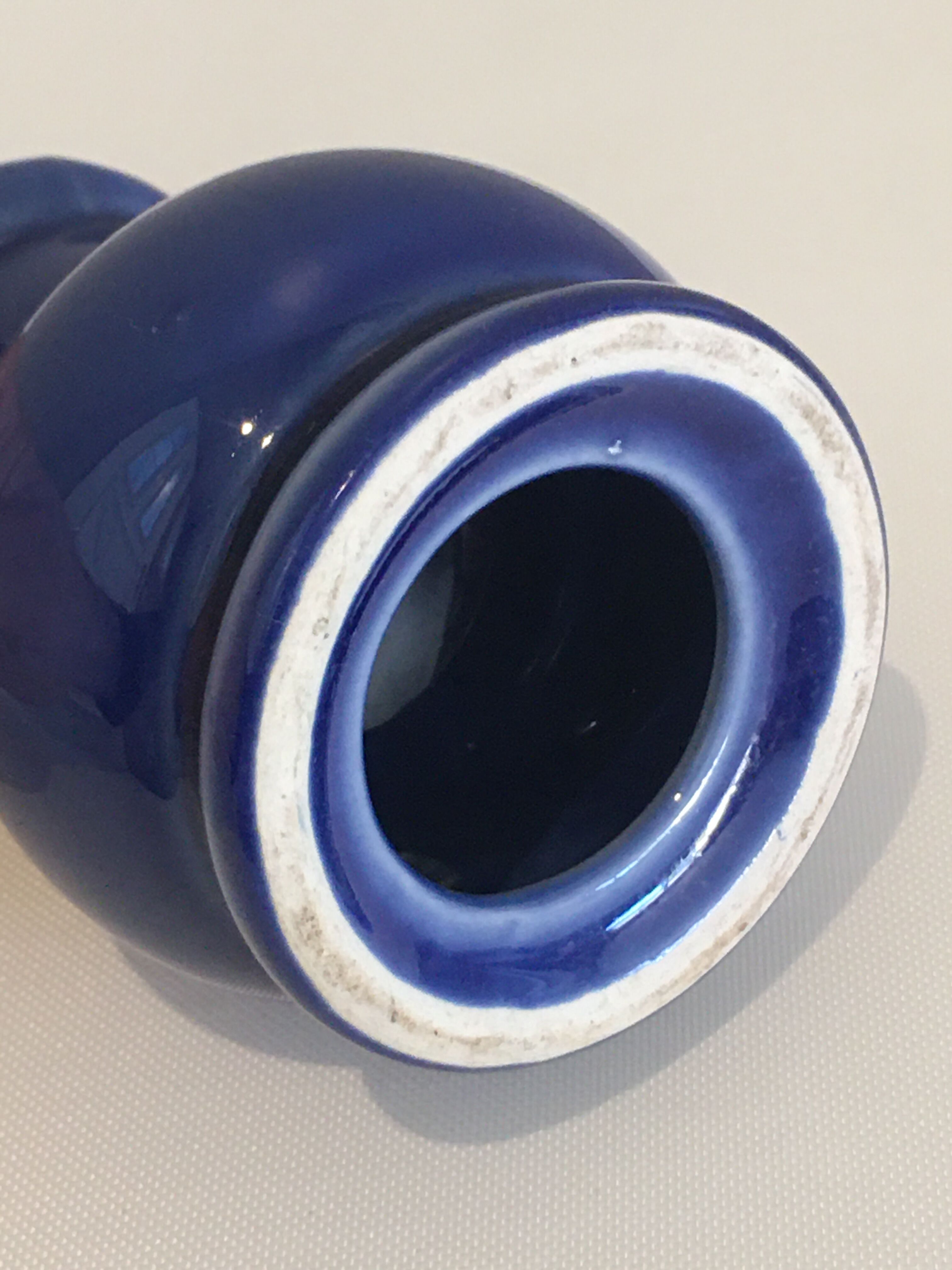 Blue ceramic candlestick
