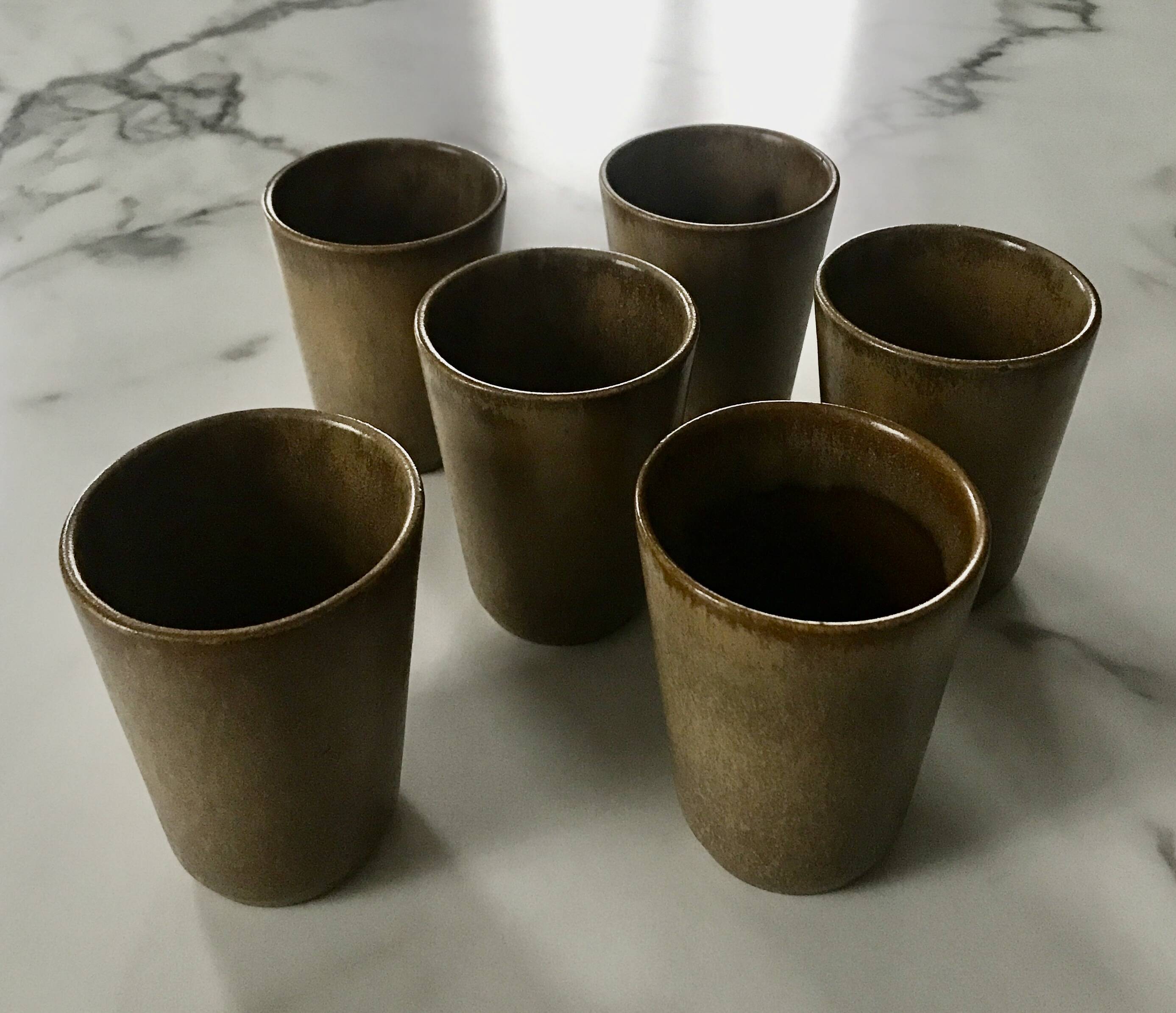 Vintage Digoin stoneware cups