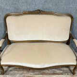 Louis XV style bench in molded and carved wood circa 1900