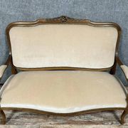Louis XV style bench in molded and carved wood circa 1900