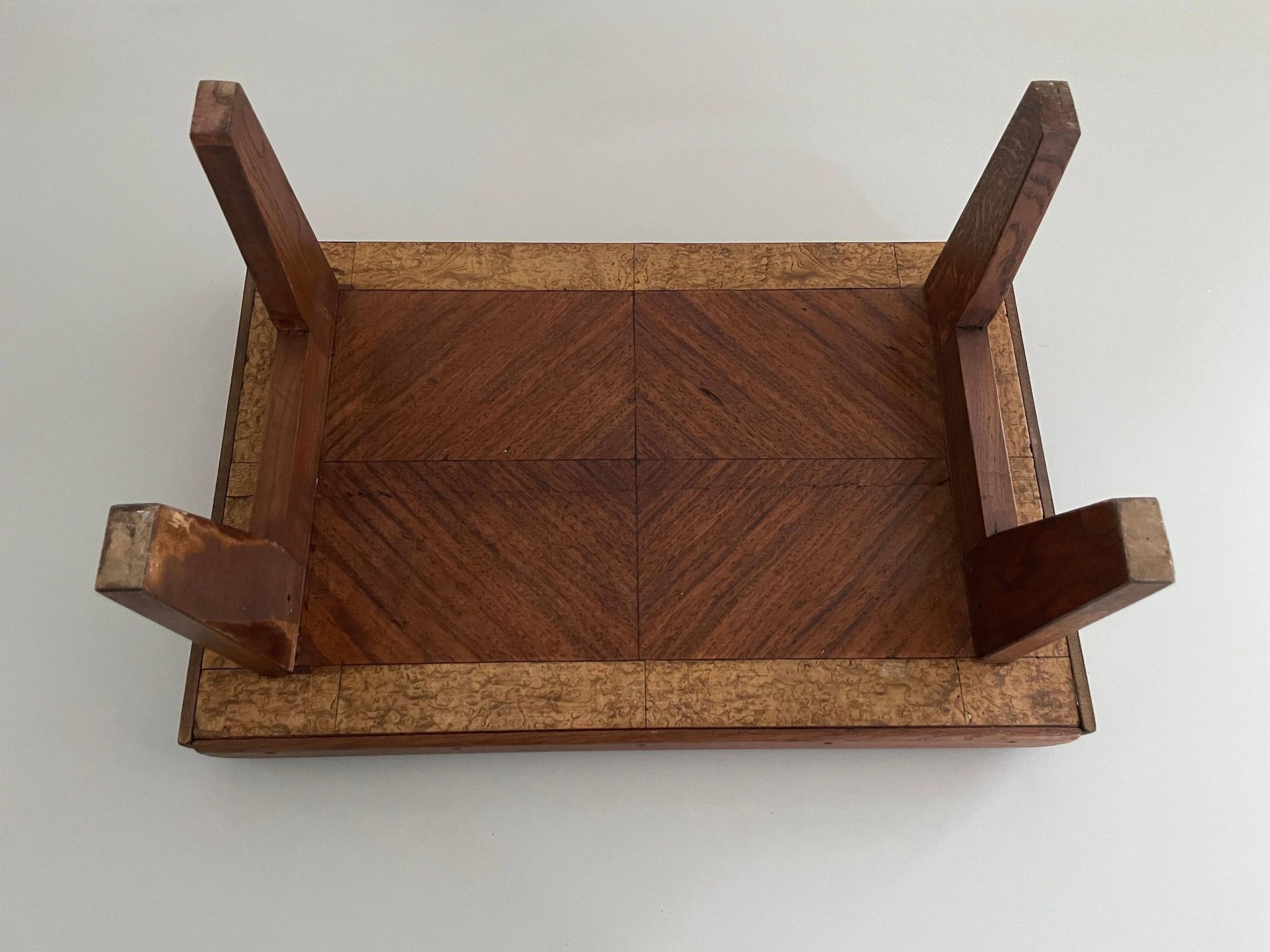 Table basse en bois avec joli motif carré  Plateau de service, années 1960, Allemagne