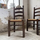 Straw chairs oak 1940s Dudouyt