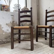 Straw chairs oak 1940s Dudouyt