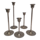 Five vintage Scandinavian design brass candlesticks