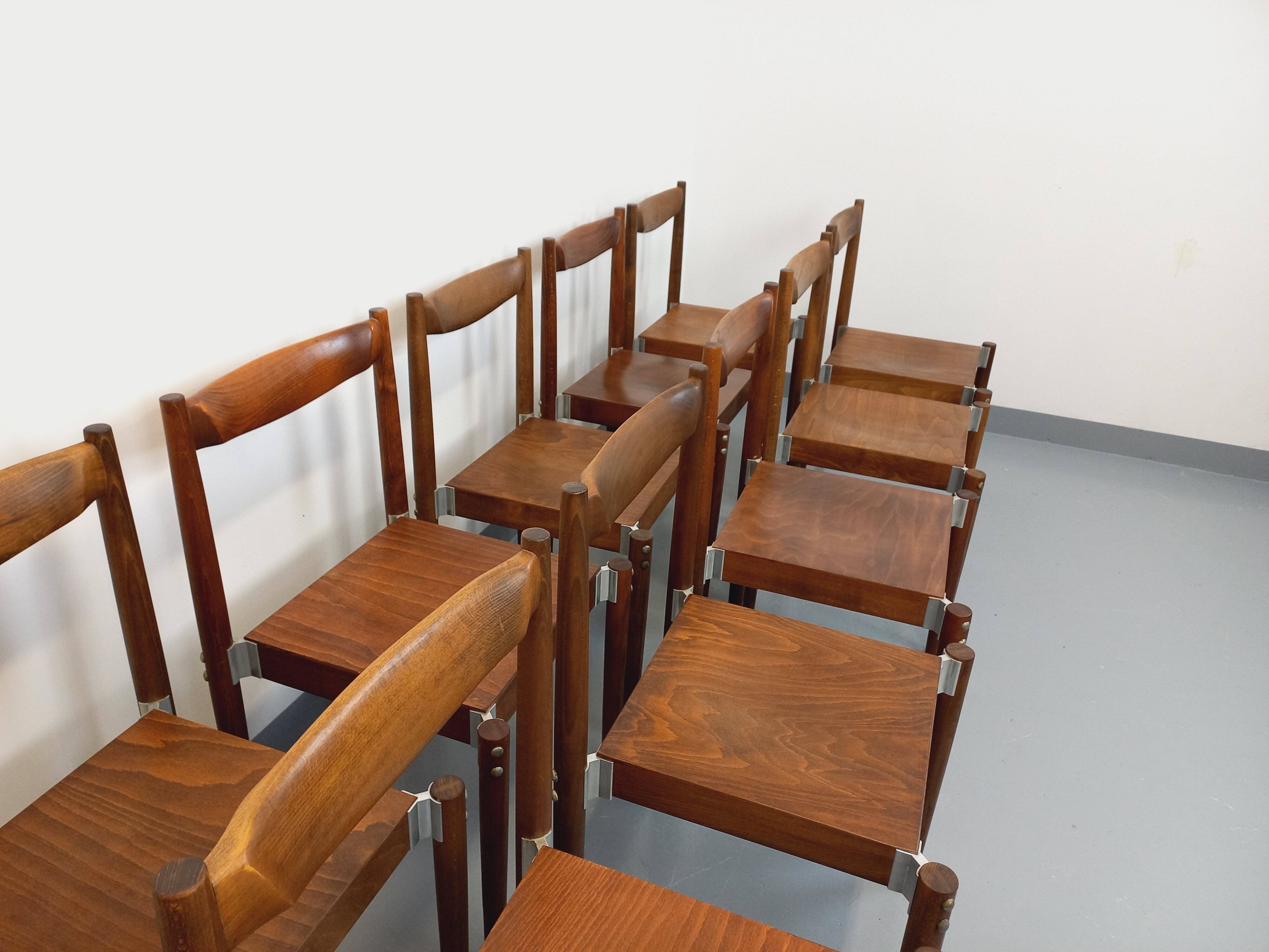 Set of 8 stackable chairs from the Czech manufacturer Bukoza