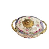 Cracked ceramic candy box with floral and gold decoration, 20th century