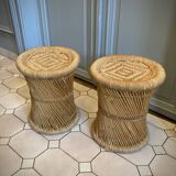 Vintage 70'S rattan and rope stools