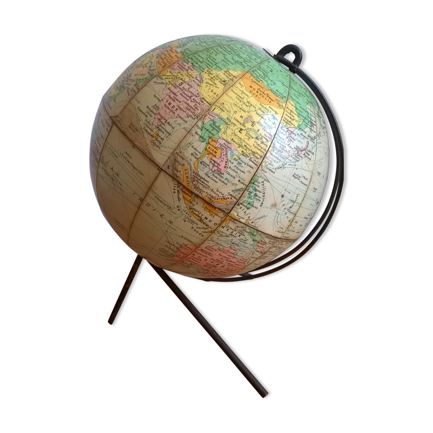 Small terrestrial globe world map of girard and barrère - year 60's