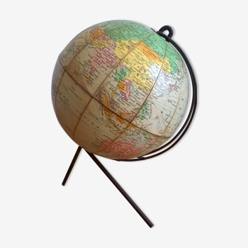 Petit globe terreste terrestre mappemonde de girard et barrère - année 60's
