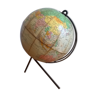 Petit globe terreste terrestre mappemonde de girard et barrère - année 60's