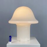 Large XL mushroom table lamp in white glass entirely white Peill and Putzler 1970