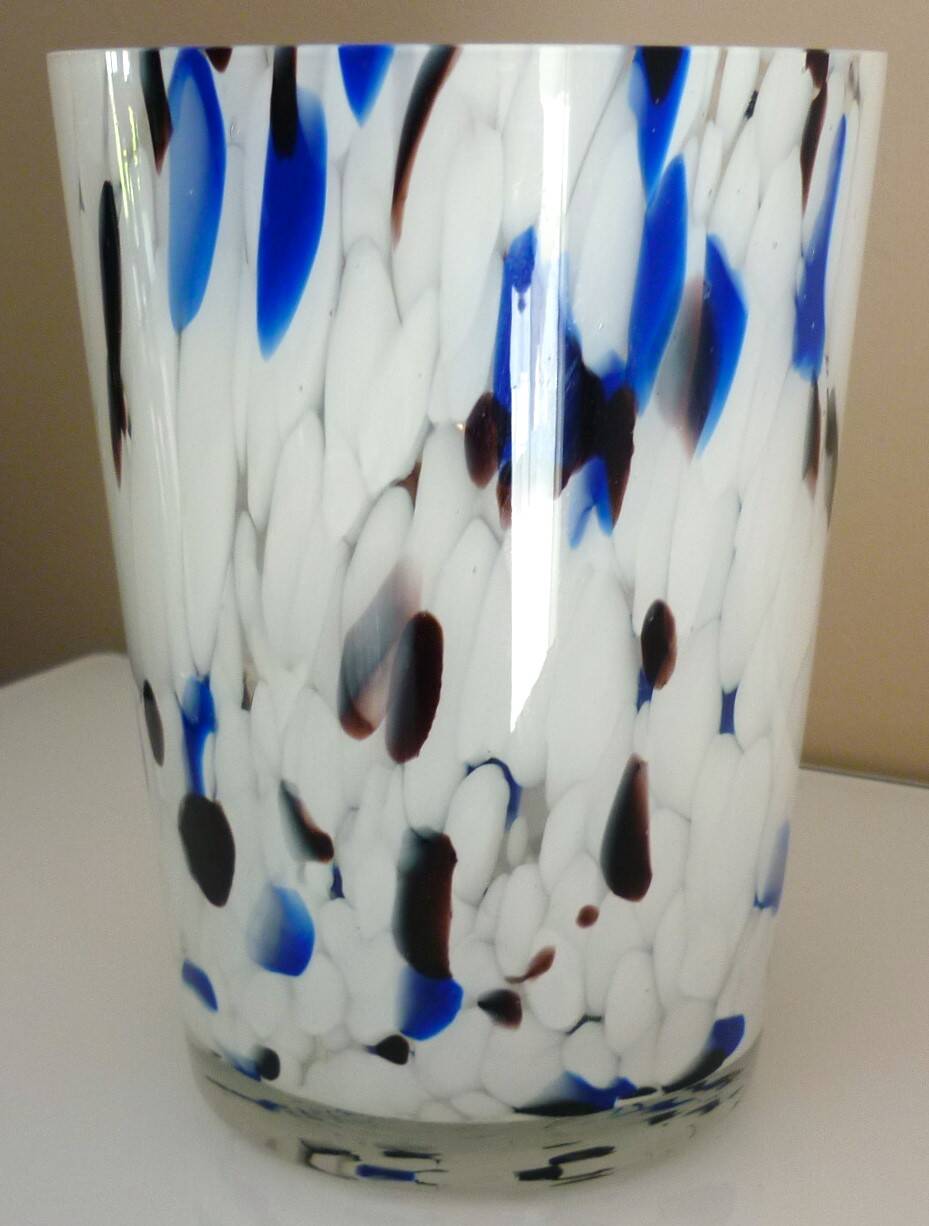 Large blown glass vase, speckled, thick, 70s/80s Murano design